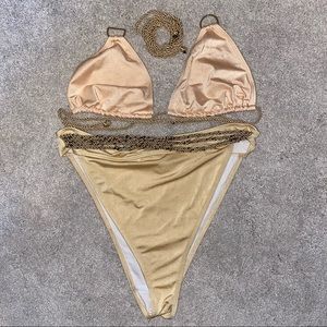 PLT High Waisted Gold Rope Bikini Set